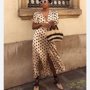 Zara maxi wrap polka dot dress
